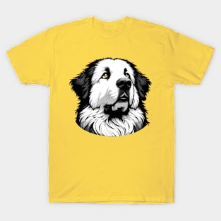 Stunning and Cool Great Pyrenees Monochrome and Gold Portrait for Father's Day T-Shirt